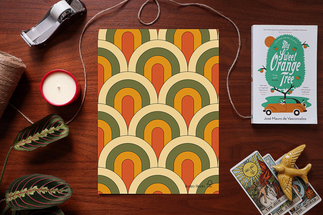 Retro Wrapping Paper Sheet 70's Pattern Designed Wrap 100 Recycled