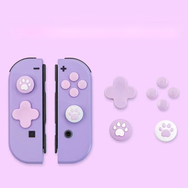 Cute Cat Cartoon Grip Caps & Button,Thumb Grip Joycon Silicone Caps For Switch / Switch Lite / Switch OLED- Gift Joystick Caps Accessories