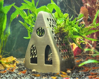 Decoración de acuario escondite de casa pequeña para Betta, peces, camarones para nadar, jugar, descansar, adorno para pecera, soporte para plantas acuáticas