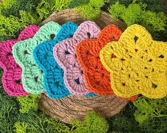 Handmade crochet star coasters