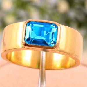 Sky Blue Topaz Men&#39;s Ring, Natural Blue Gemstone Ring, 925 Sterling Silver, Unique Design Promise Ring, Anniversary Gift, Birthday Gift.