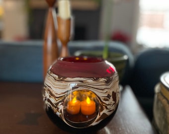 Blown Glass Candle Holder Bowl