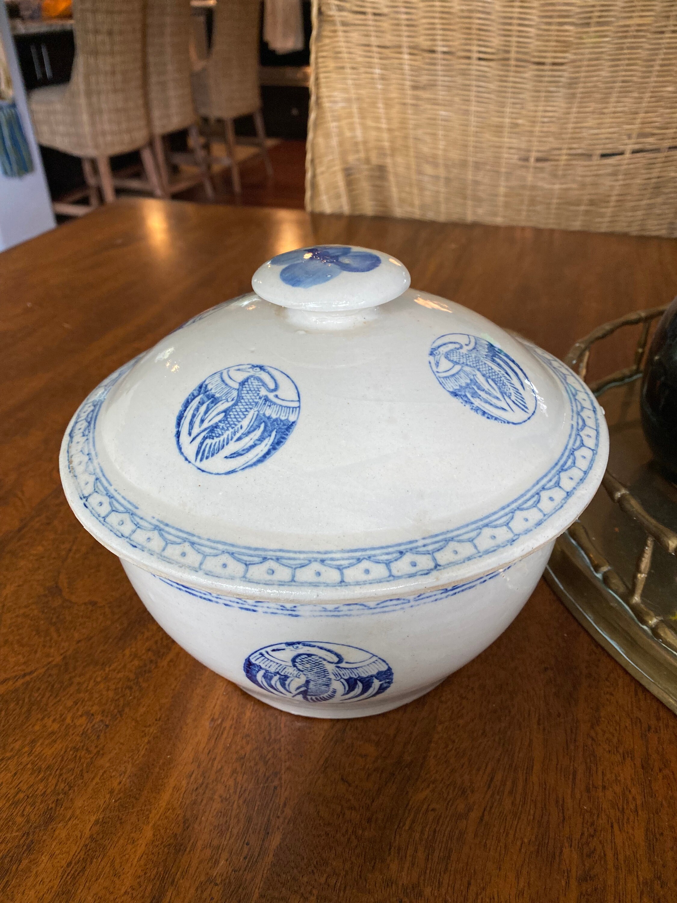 Asian Stoneware Rice Server With Crane Design - Etsy
