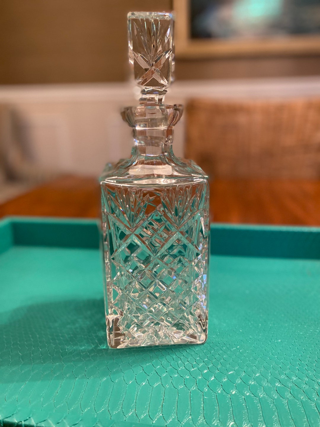 Square Crystal Decanter Etsy