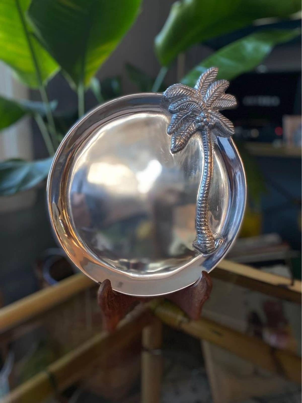 Pewter Palm Tree Plate Etsy