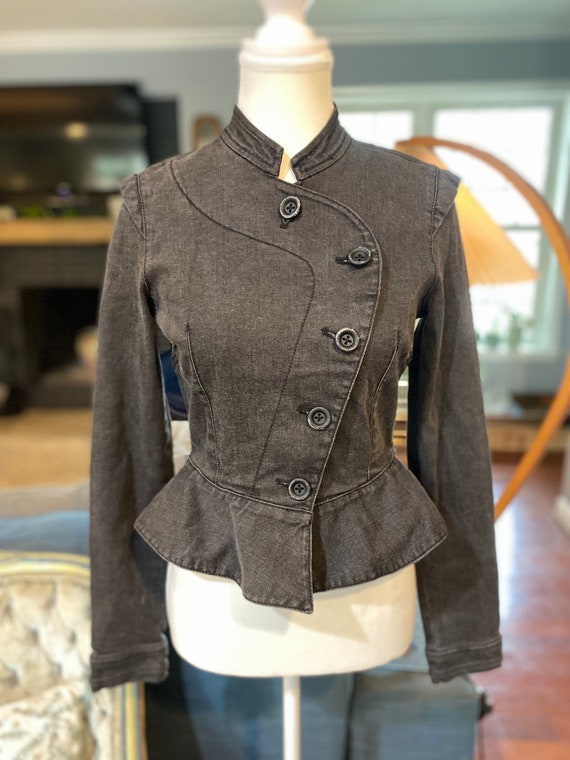 Juicy Couture Black Denim Military-Style Jacket