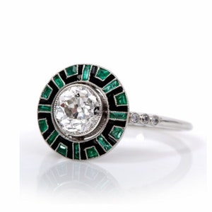 Vintage ronde geslepen diamanten ring, antieke art deco verlovingsring, oude Europese geslepen Halo diamanten ring, Edwardiaanse ring voor haar