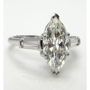 Vintage 2.75Ct Marquise Cut Diamond Engagement Ring, Three Stone Diamond Wedding Ring, Marquise Promise Ring, Diamond Ring for Women
