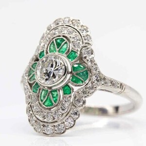 Witte ronde geslepen diamant Edwardiaanse trouwring, vintage retro verjaardag cadeau ring, multi diamanten ring, zilveren ring voor vrouwen