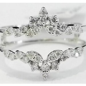 Enhancer Wedding Band, Open Work Women&#39;s Band Ring, Wrap Guard Band Curved Bands For Women, Wedding Enhancer Wrap Ring, Curve Diamond Ring