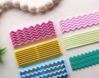 Waves, Stripes, and Zig-Zag Cutters  for Polymer Clay - 4 Sizes