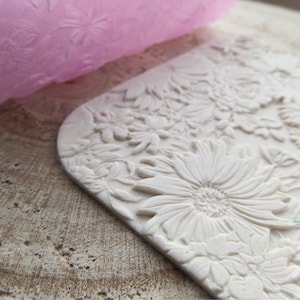 Flowers Roses Daisys Texture Roller for Polymer Clay, Clay Tools, Diy earrings image 2