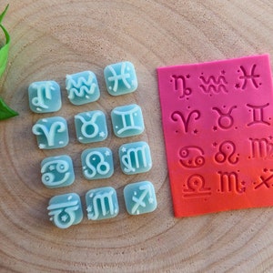 Zodiac With Stars Stamps for  Polymer Clay, Set of 12, Horoscope Stamps, Clay Tools, Diy Earrings