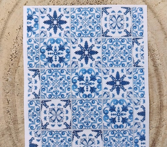 Portuguese Tiles Water Soluble Paper for Polymer Clay,  Transfer Paper,  Diy Earrings
