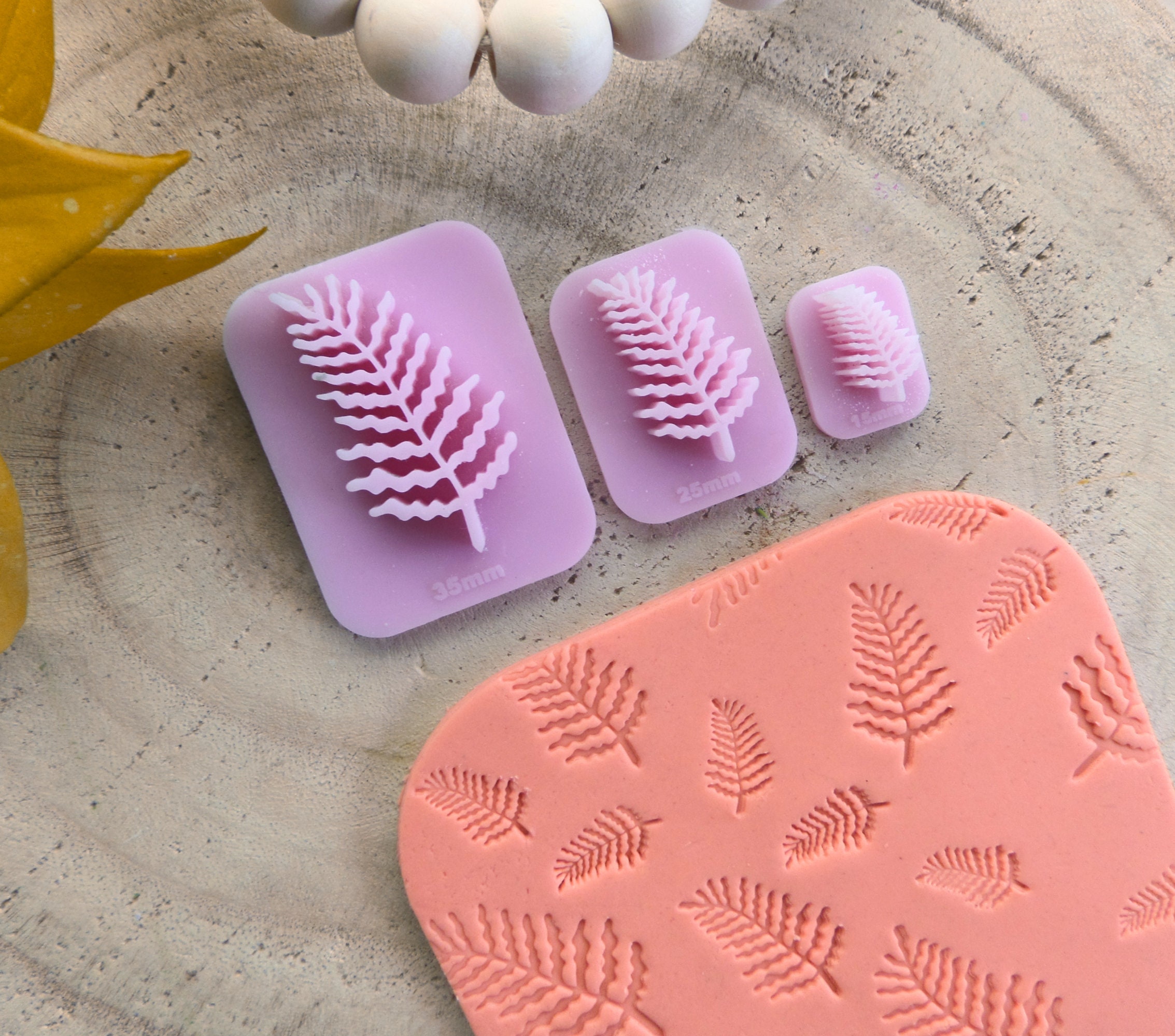 Botanical Polymer Clay Stamps, Leaf Clay Embossing Texture Stamp