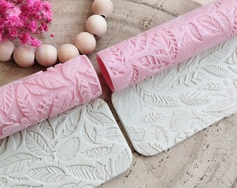 Rodillo de textura sin costuras de plumas para arcilla polimérica, herramientas de arcilla, pendientes diy