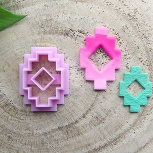Aztec-Inspired Geometric Clay Cutter Set | Tribal Polymer Clay Tool