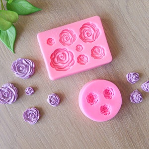 5 moldes de arcilla polimérica de flores, mini molde de silicona de arcilla  polimérica, cortadores de arcilla polimérica en forma de flor de rosa para