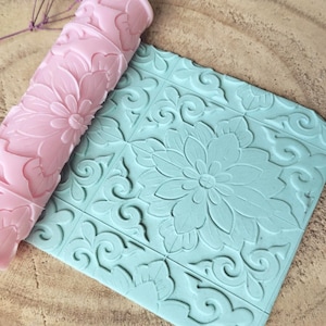 Floral Tile Texture Roller for Polymer Clay and Pottery | Clay Tool for Earring and Ceramic Design | Claycutt