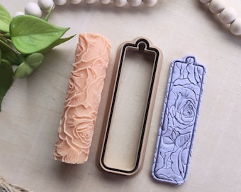 Bookmark Cutter and Roses Texture for Polymer Clay, Clay Tools, Diy Earrings