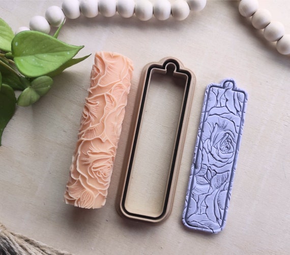 Bookmark Cutter and Roses Texture for Polymer Clay, Clay Tools, Diy Earrings