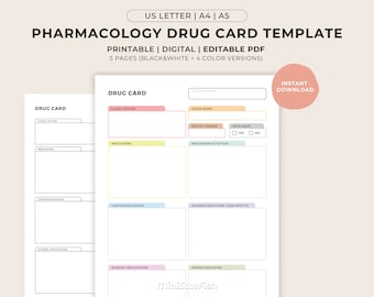 Nursing Student Printable Drug Card Template 1864x1440