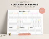 Editable Cleaning Schedule, Daily Weekly Monthly Cleaning Checklist, ADHD Clean Home, Cleaning Planner, House Chore List, Printable Digital