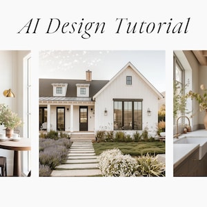 May include: Three images of a modern farmhouse kitchen with white cabinets, a farmhouse sink, and a large window. The kitchen features a light gray color scheme with wood accents. The kitchen is decorated with plants and flowers.