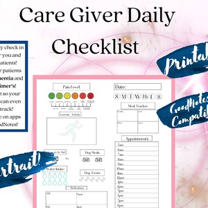Caregiver Daily Check In, Dementia, Alzheimer's, Daily Reminders, at Home Caregiver, at Home ...