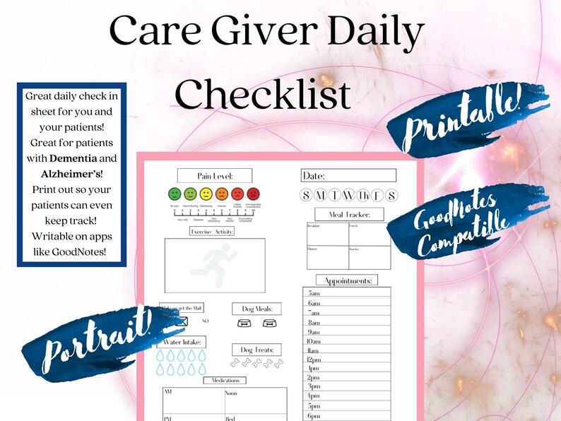 Caregiver Daily Check In, Dementia, Alzheimer's, Daily Reminders, at Home Caregiver, at Home ...
