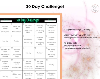 30 day ACCELERATED challenge Workout Challenge GoodNotes Writable Fitness Challenge