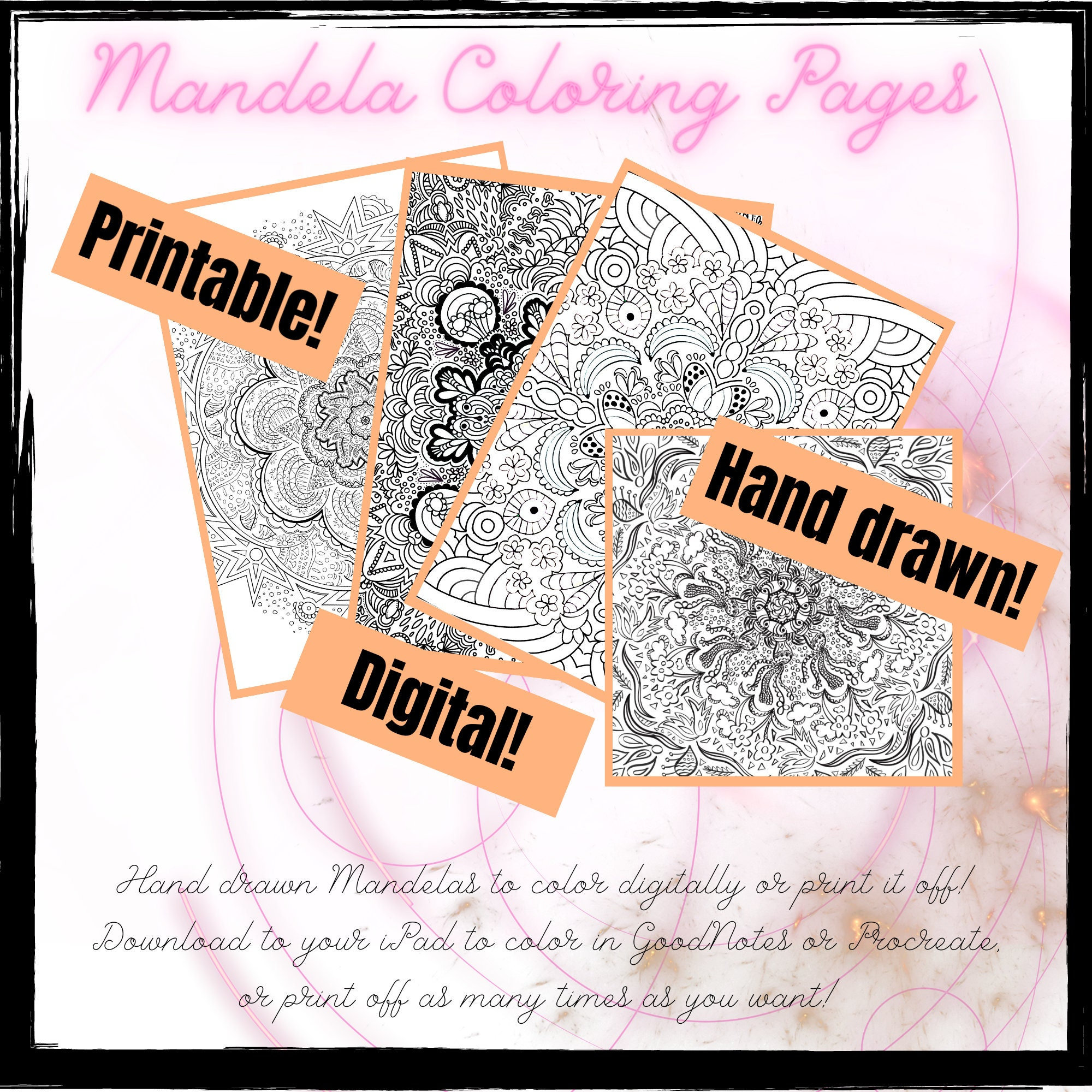 Mandela Coloring Page, Digital Coloring Page, Printable Coloring Page ...