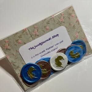 Handgefertigtes selbstklebendes 'Feder' Wachssiegel für Junk Journaling - 11er Pack