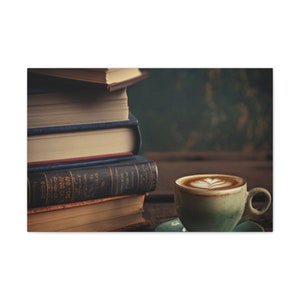 Coffee & Books Canvas Stretched, 0.75&quot;