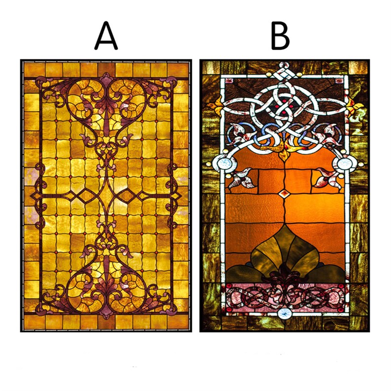 Custom Size Stained Glass Window Film Frosted Privacy Static Etsy