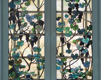 Customized Window Film Frosted Stained Glass Films Privacy Static Cling Grapevine Church Vintage Sticker Office Home Decor