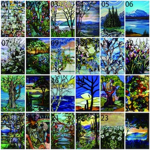 Custom Size Window Film Retro Landscape Stained Glass Film for Bathroom Kitchen Bedroom No Adhesives Static Cling Window Door Decor
