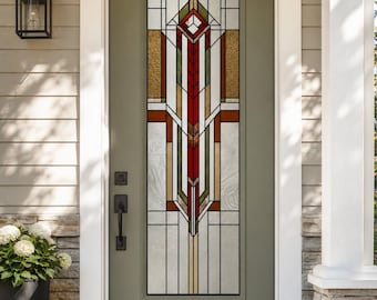 Stained Glass Window Film, Frosted White Geometric Diamond Rectangles, Custom Size