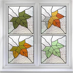 Benutzerdefinierte Größe 3D Frosted Ahornblatt Buntglas Fenster Film Static Cling Vintage Glas Aufkleber für Küchenschranktüren und Home Decor