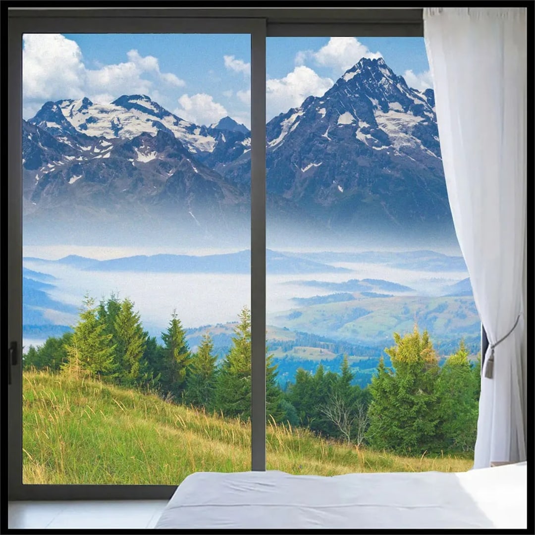 Custom-sized Mountain Scenery Privacy Window Film Frosted Decorative ...