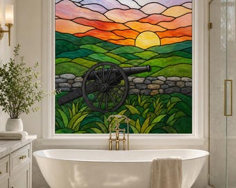 Privacy Film with Historic Cannon Sunset Landscape, Custom Size Available
