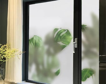 Custom Size Frosted Window Film Non-Adhesive Window Film Plants Shadow Privacy Glass Film Home Decor for Bathroom Office