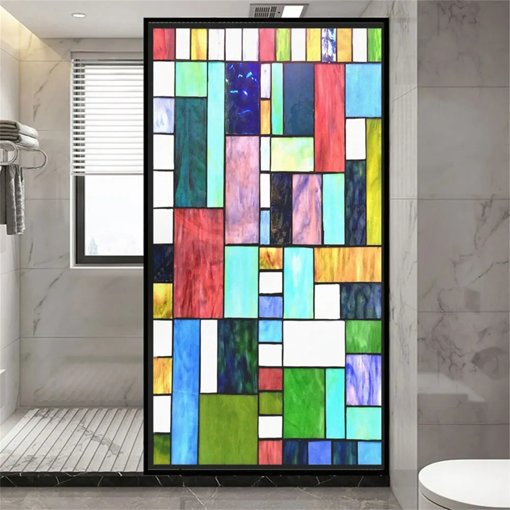 Pellicola per vetri smerigliata per Privacy Decorativa Senza Colla Bellissimo Motivo sul Mare Adesivo per Finestra in Vetro per Porte e finestre 80x100cm