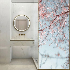 Custom Size Floral Pattern Privacy Glass Window Film Frosted PVC UV Blocking Glue-Free Static Adhesive Window Sticker Decor