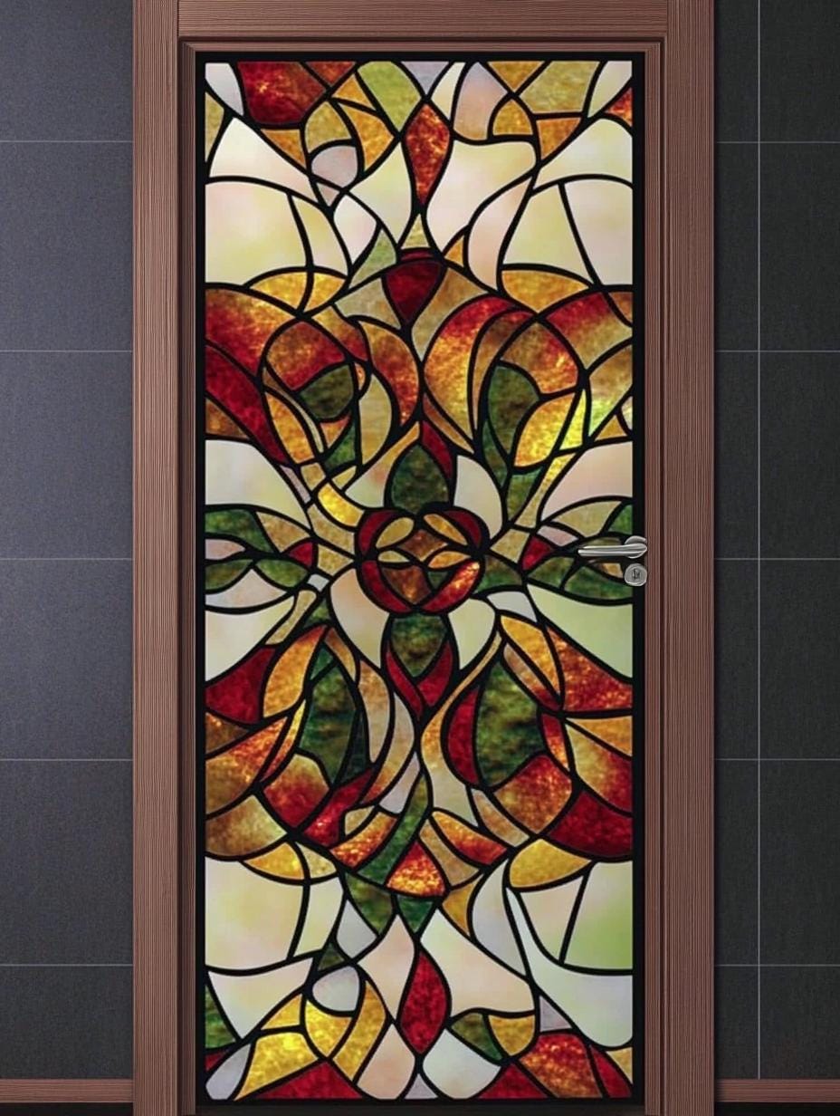 Custom Size Vintage Floral Geometry Window Privacy Film