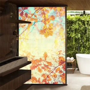Custom Size Maple Leaf Pattern PVC Privacy Glass Window Film Electrostatic Frosted Non-Glue UV Protection Sliding Glass Door Tint Stickers