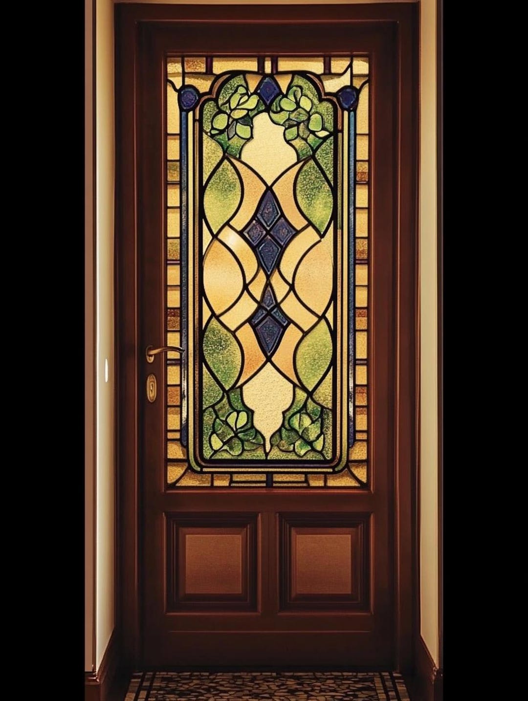 Custom Size Vintage-inspired Stained Glass Window Film Stylish Floral ...