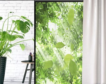 Custom Size Green Leaf Window Privacy Film Frosted Glass Door Cling Anti-UV Static Non-Adhesive for Home Window Decoration