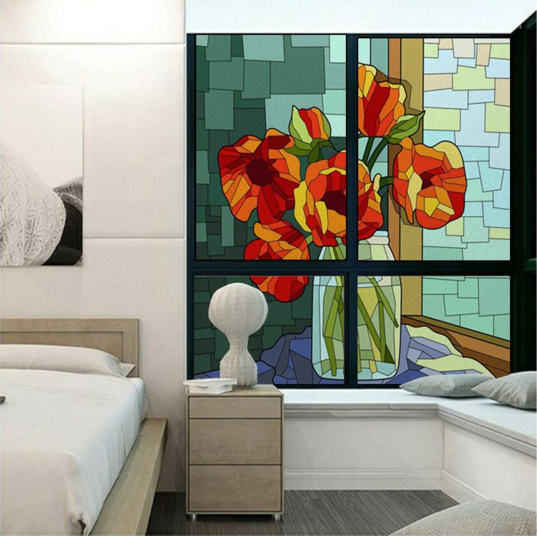 Window Film Frosted Stained Glass Films,customized Flower Static Cling ...