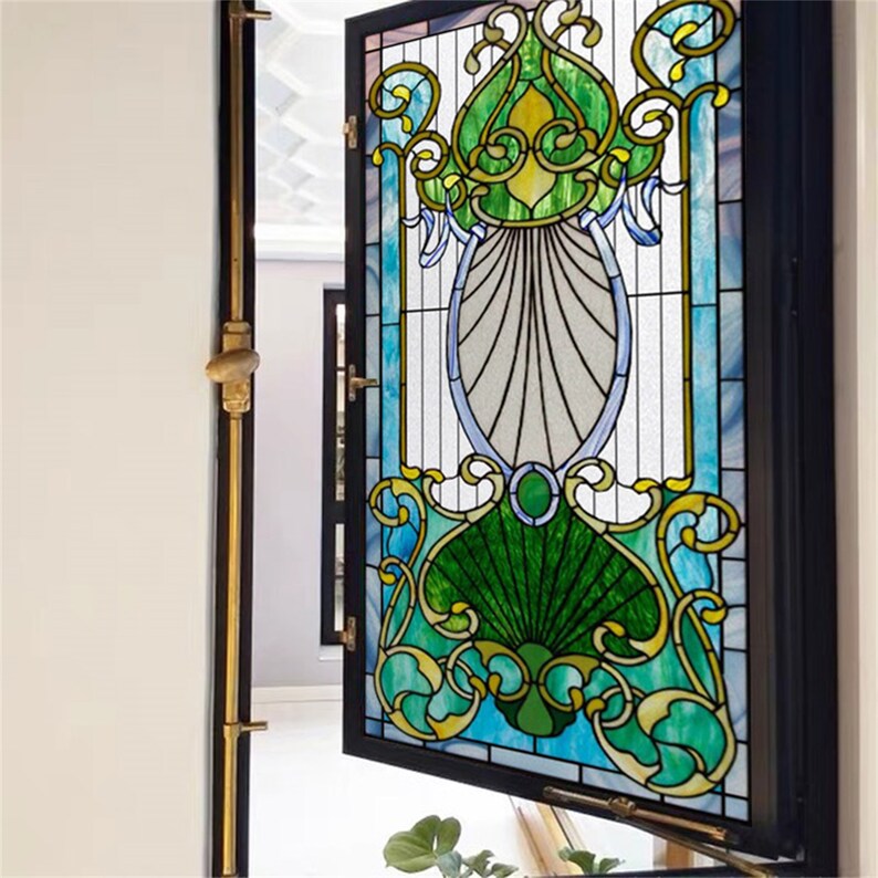Customized Window Film Frosted Stained Glass Films Flowers Static Cling ...